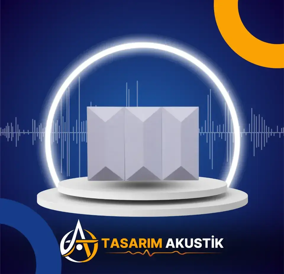 3D akustik duvar paneli yakın plan kabartma ve gölge detayı